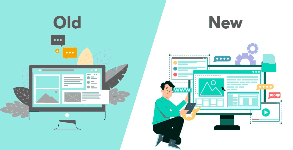 Website redesign before and after